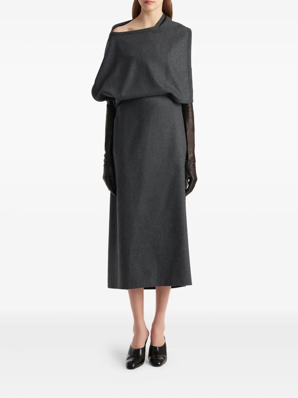 Khaite Draped Open-back Midi Dress In Gray
