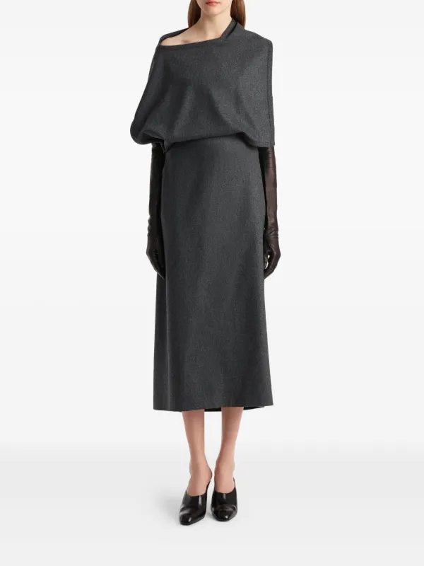 khaite grey dress Draped open-back Midi | HXSP26W30-LTGY mpn