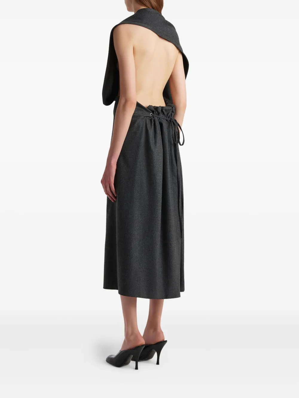 Khaite Draped Open-back Midi Dress In Gray