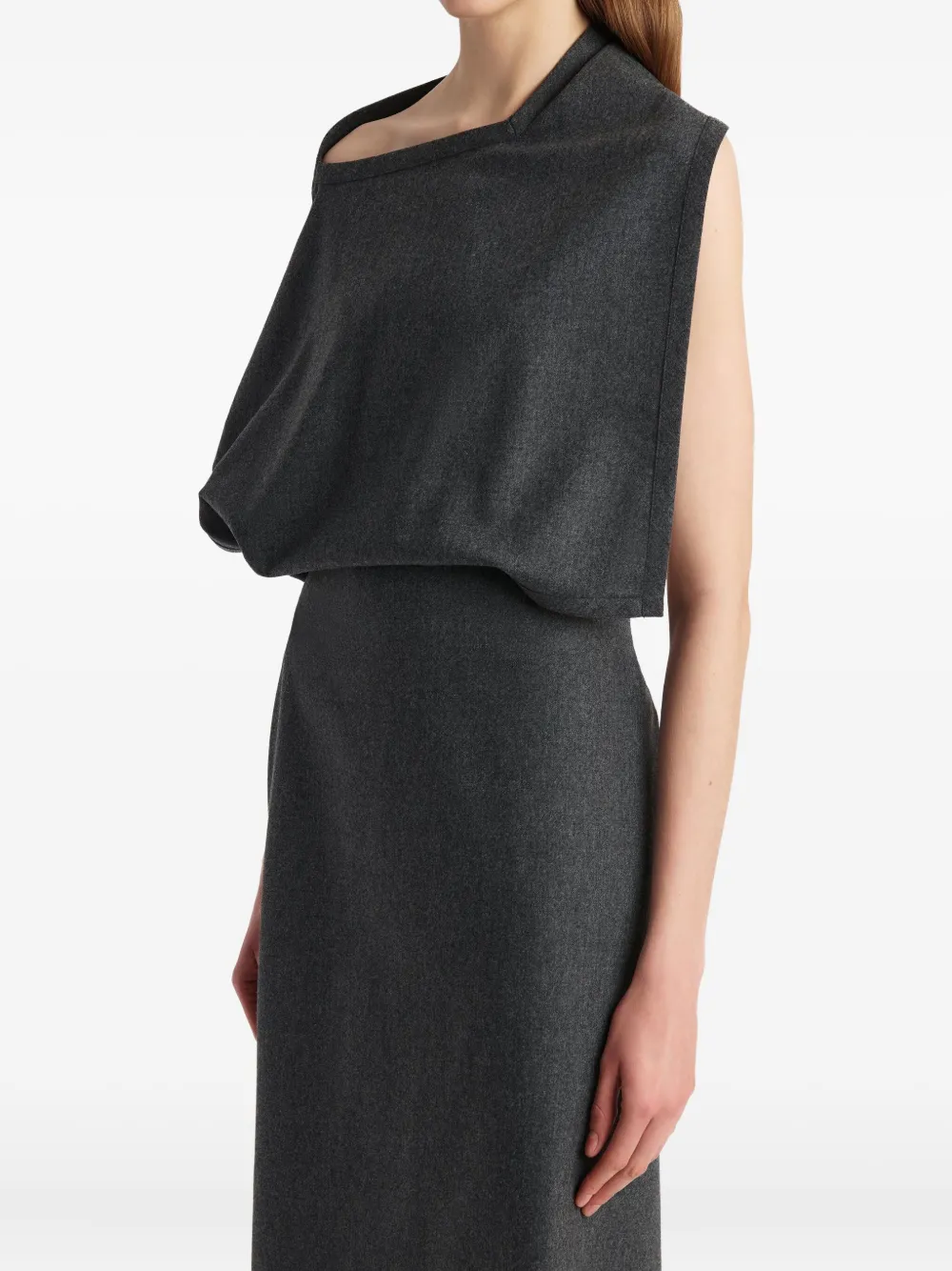 Khaite Draped Open-back Midi Dress In Gray