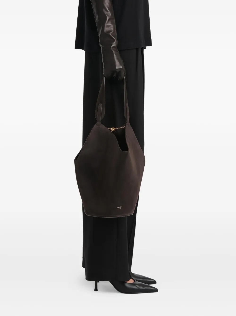 Khaite Chain-detail Leather Tote Bag In Brown