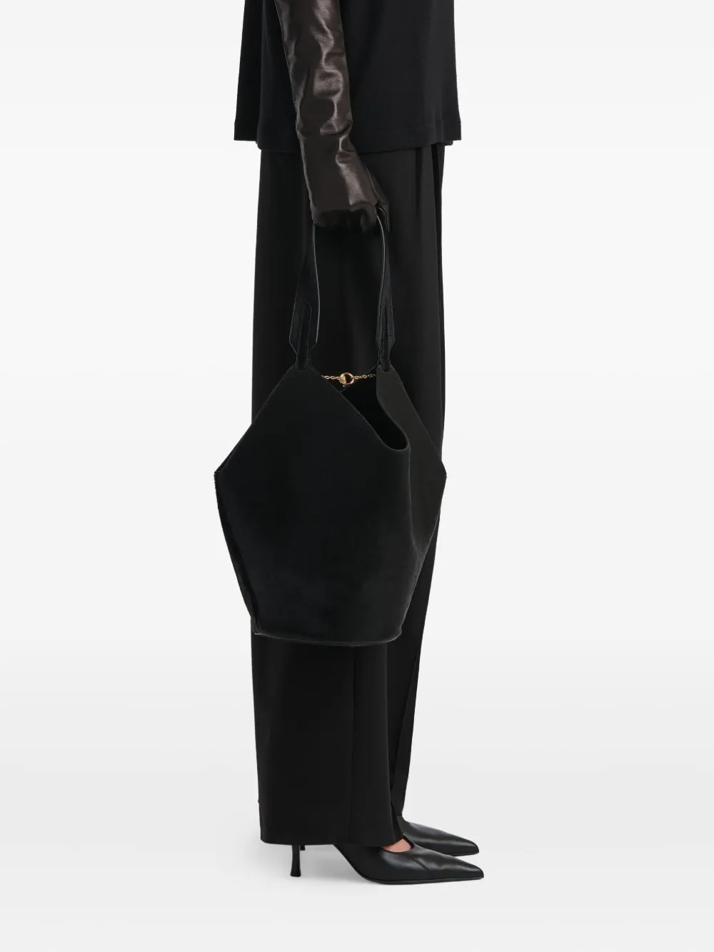 Khaite Chain-detail Leather Tote Bag In Black