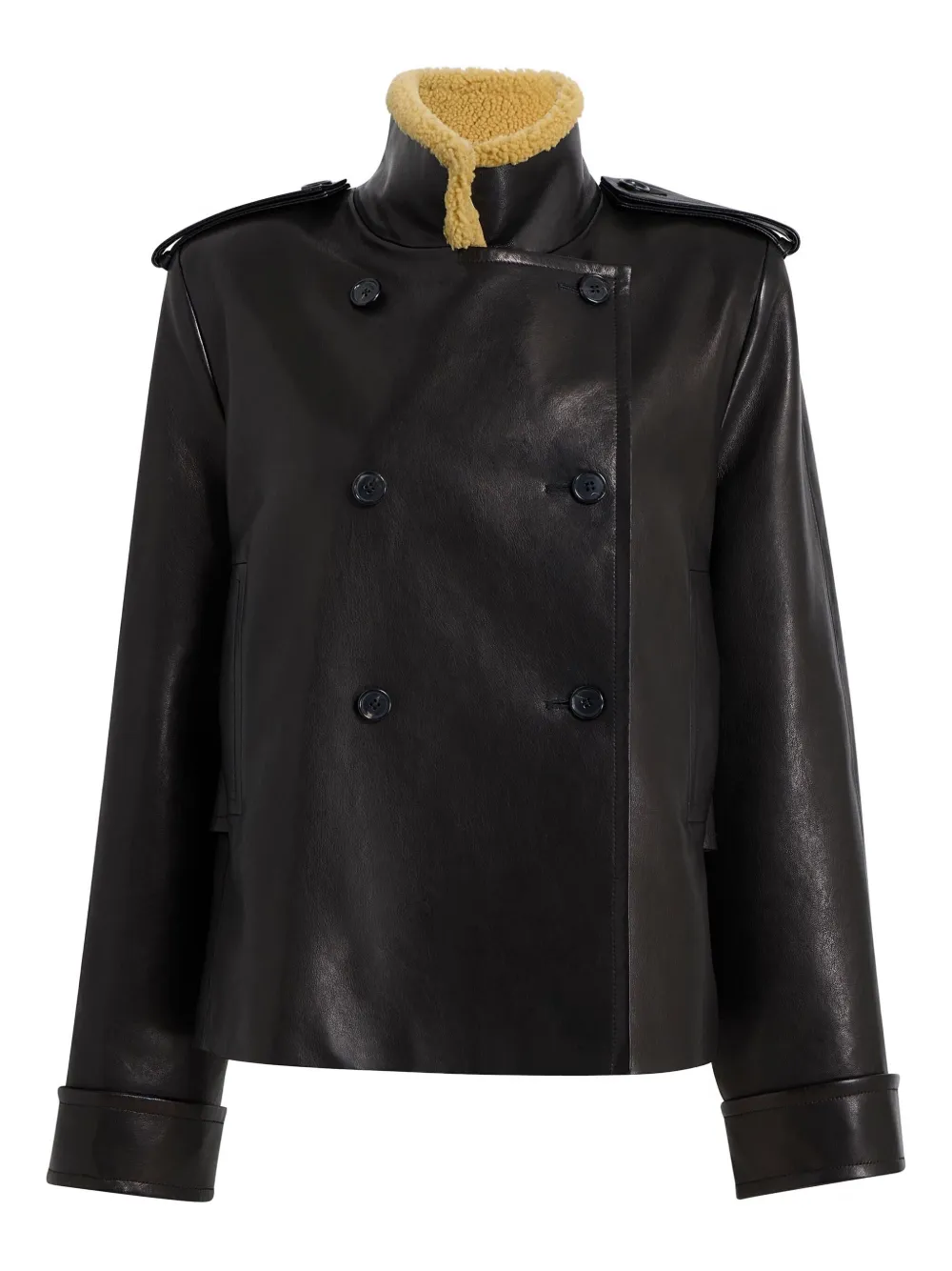 Khaite Button Leather-jacket In Black
