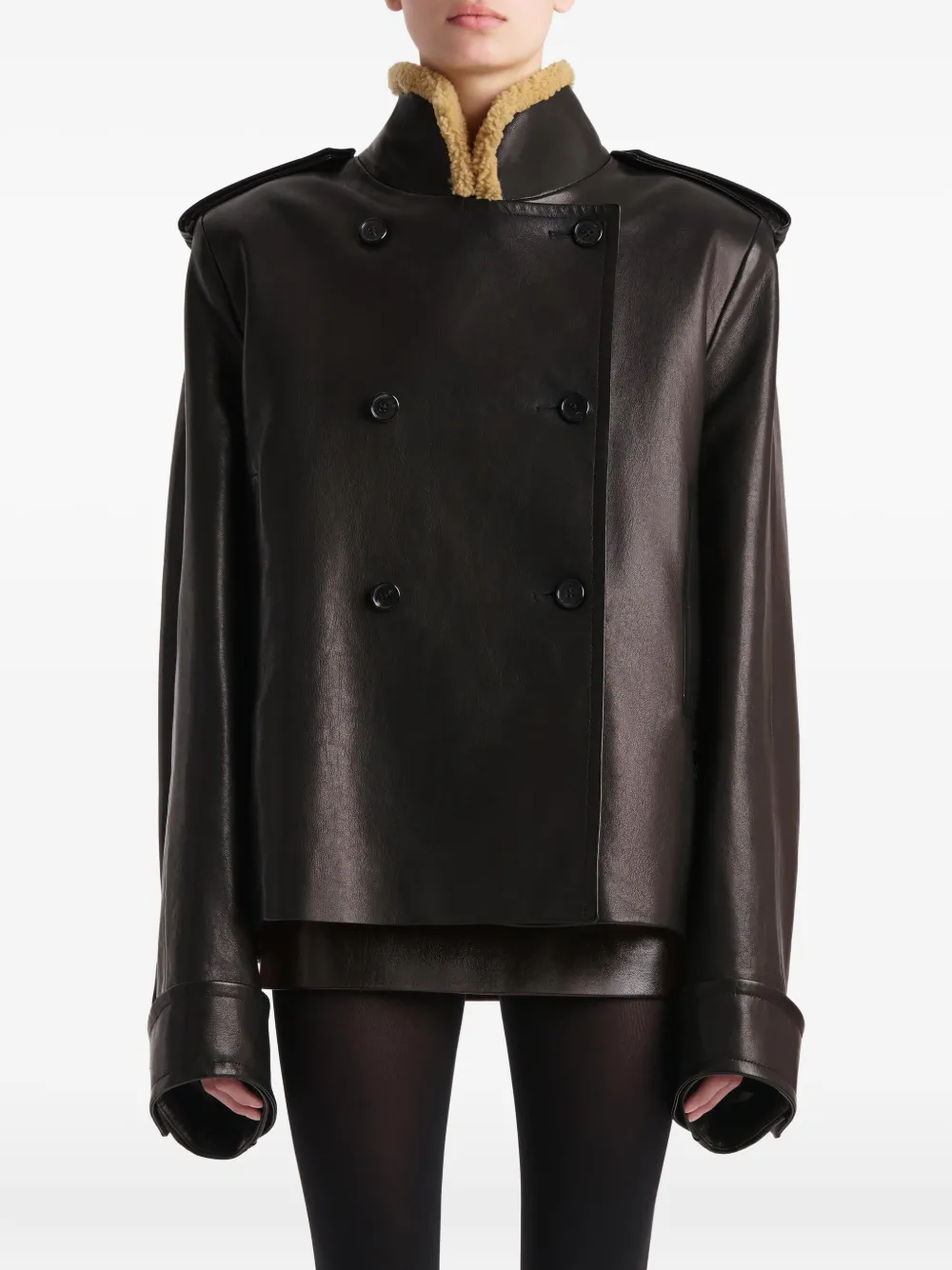 Khaite Button Leather-jacket In Black