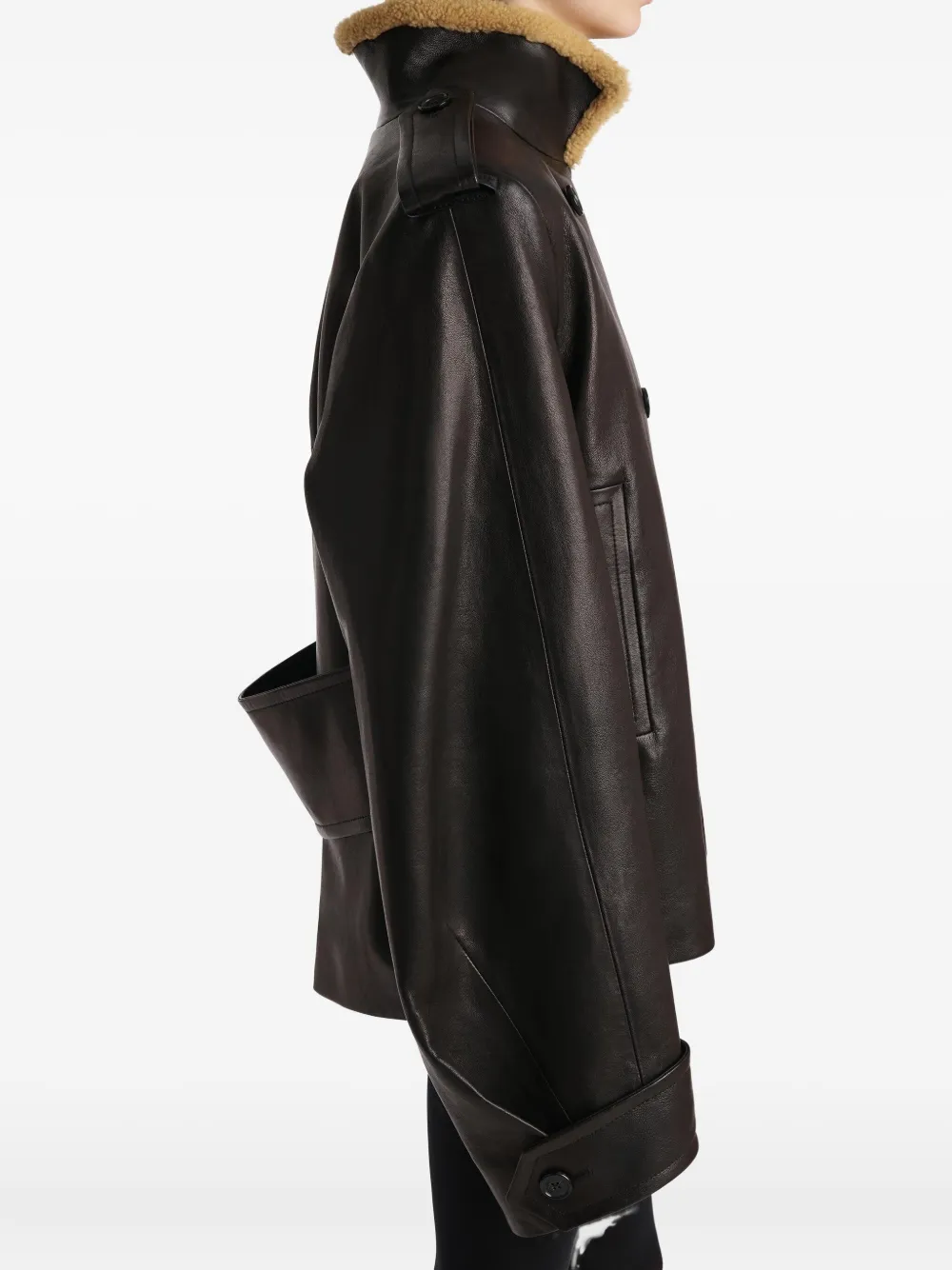 Khaite Button Leather-jacket In Black