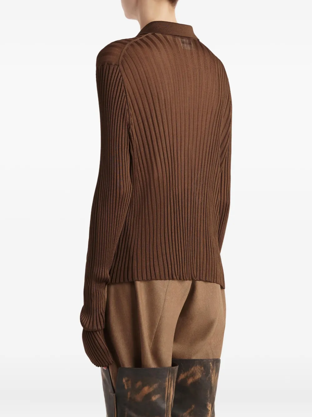 Khaite Vin Ribbed Buttoned-top In Brown
