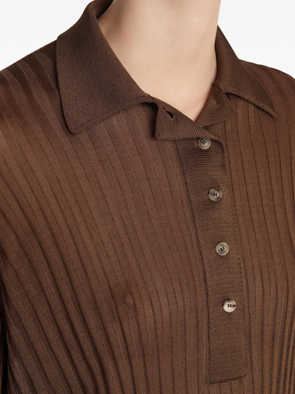 Khaite Vin Ribbed Buttoned-top In Brown