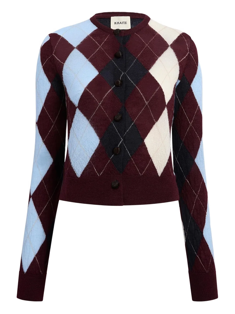 Khaite Charli Argyle-button Cardigan In Multi