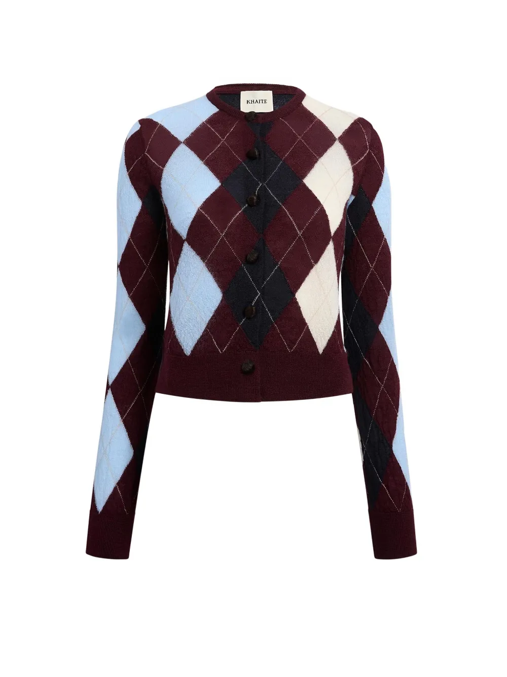 Khaite Charli Argyle-button Cardigan In Multi