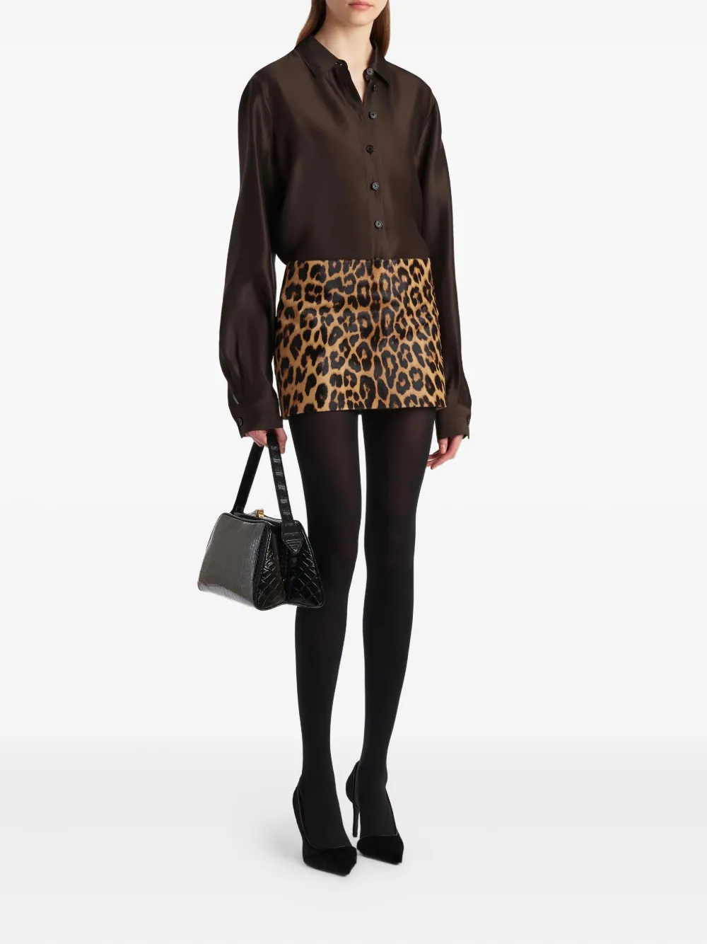 KHAITE leopard-print mini skirt - Beige