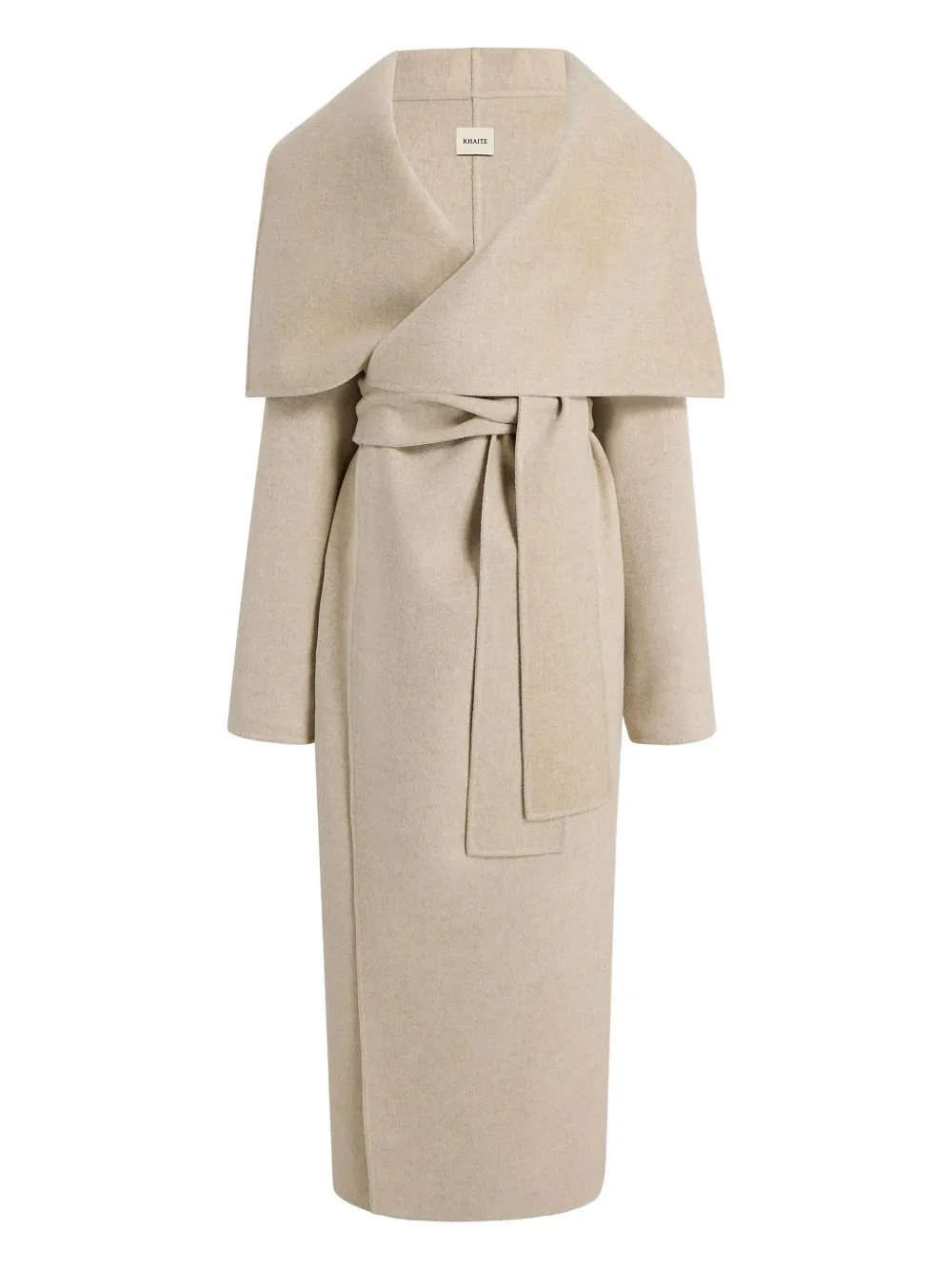 Khaite Levitt Belted Shawl-collar Coat In Brown
