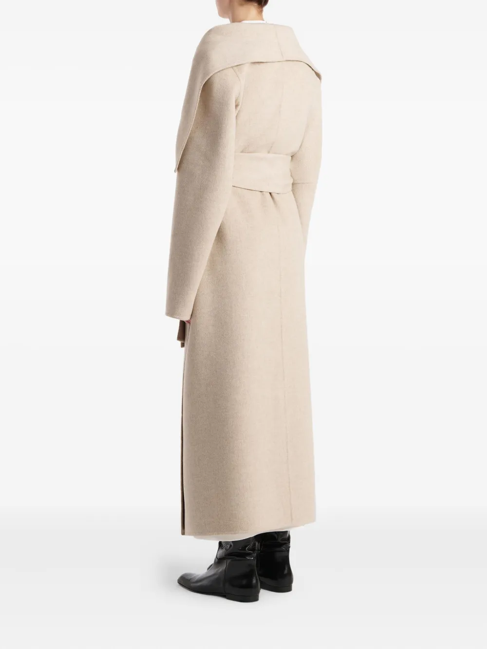 Khaite Levitt Belted Shawl-collar Coat In Brown
