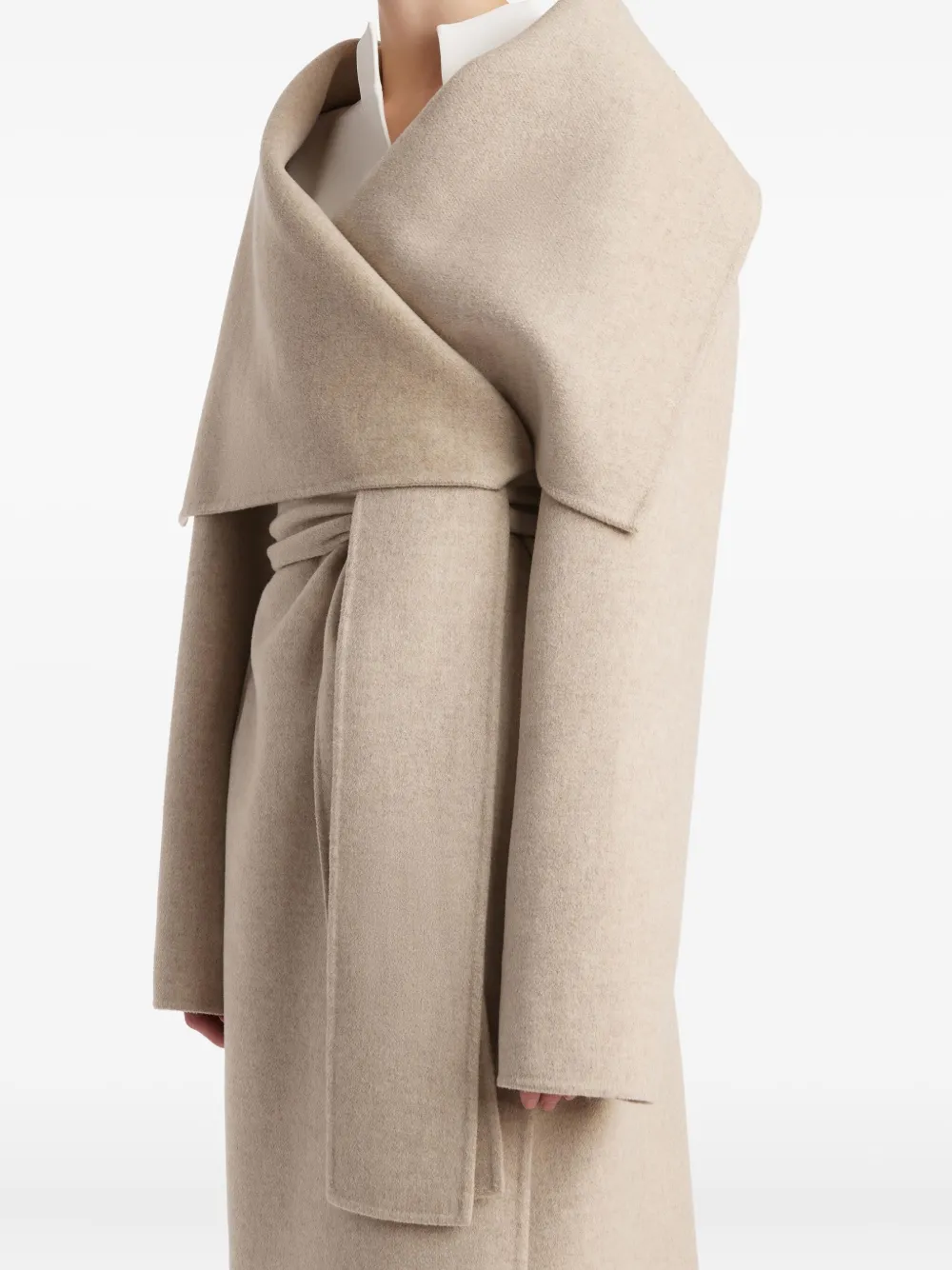 Khaite Levitt Belted Shawl-collar Coat In Brown