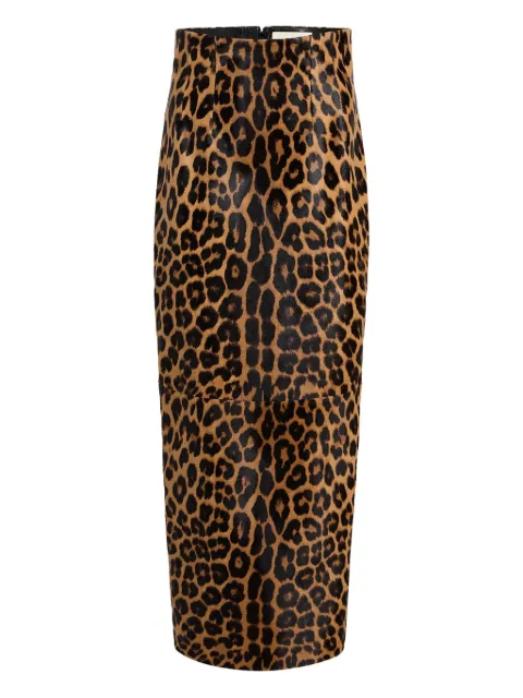 KHAITE leopard print slit maxi skirt