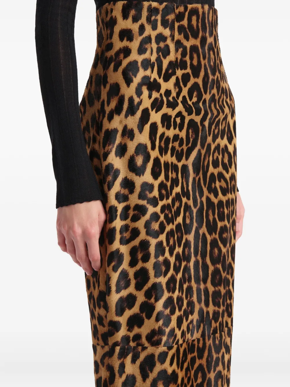 KHAITE Maxi-rok met luipaardprint en split Bruin