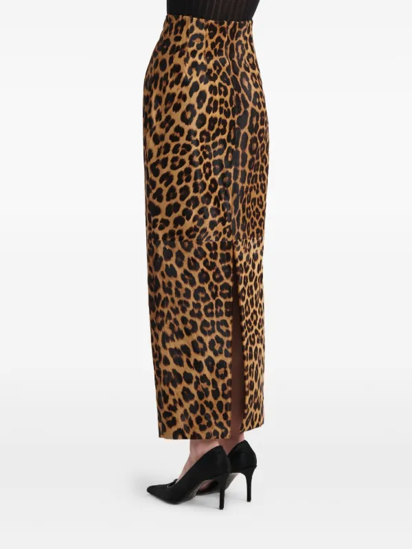 KHAITE Leopard Print Slit Maxi Skirt | Brown | FARFETCH