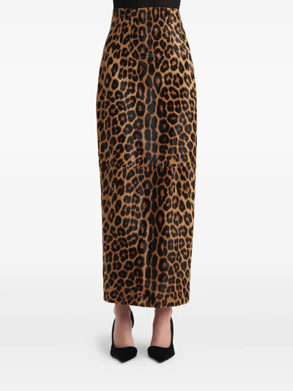 KHAITE Maxi-rok met luipaardprint en split Bruin