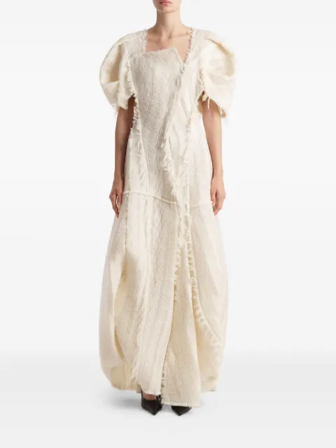 KHAITE Quintin fringed puff-sleeve maxi dress