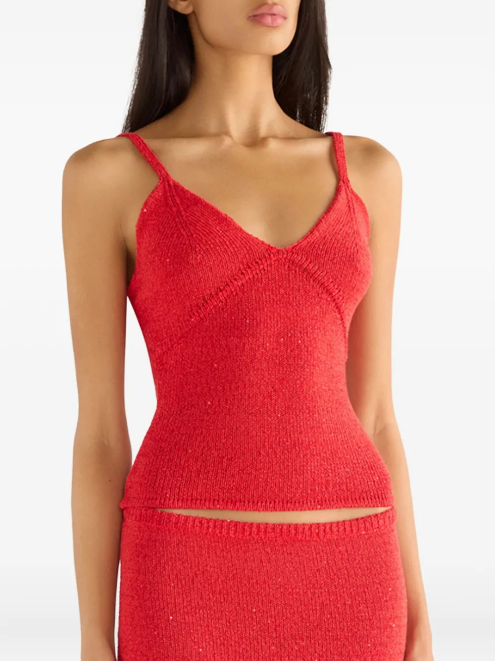 Asta Resort Carolina V-neck Top In Red
