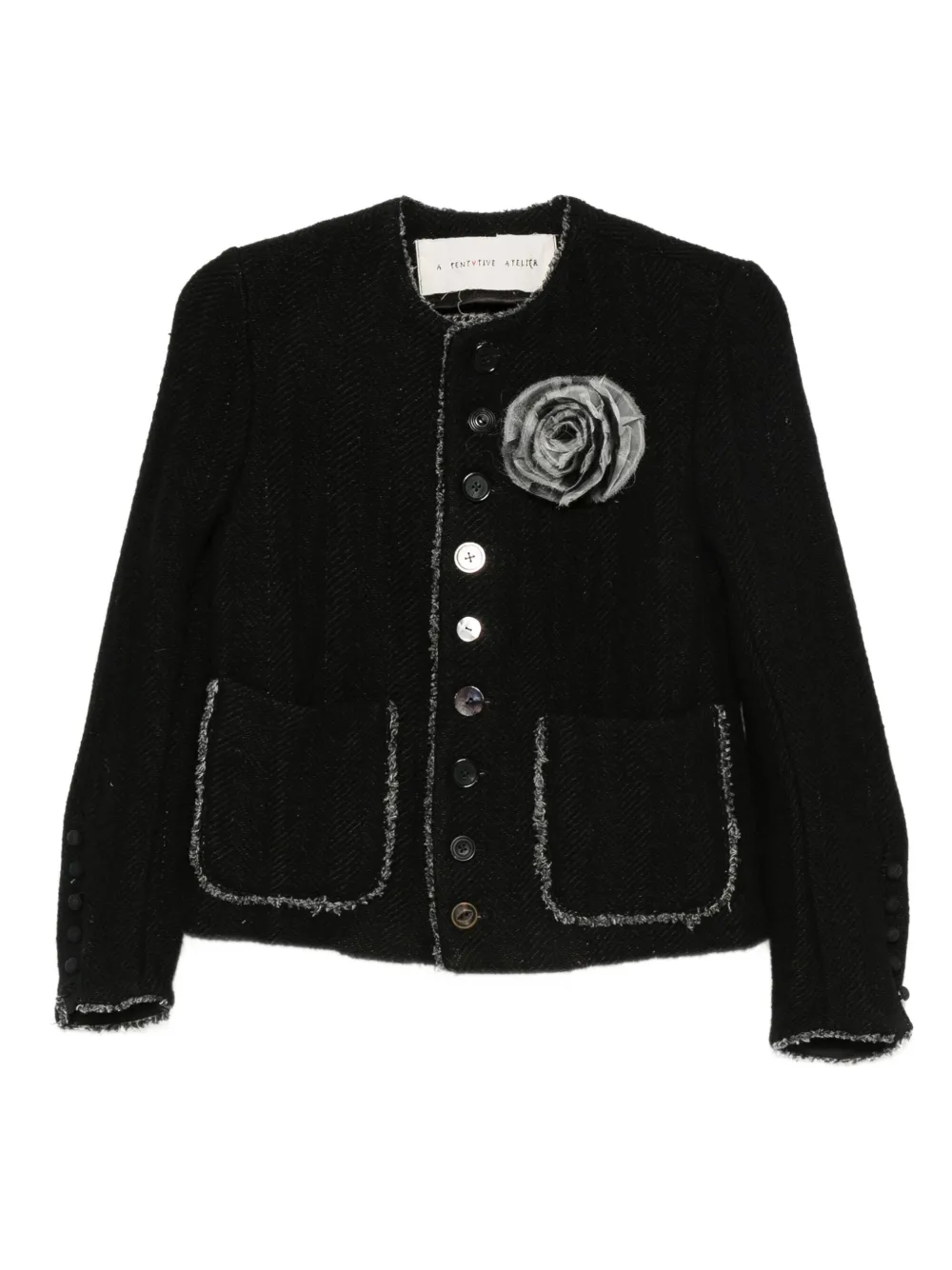 A Tentative Atelier flower-appliqué fitted jacket | Black | Image 1