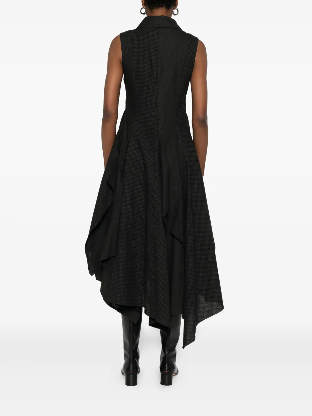 A Tentative Atelier Asymmetric Midi Dress In Black