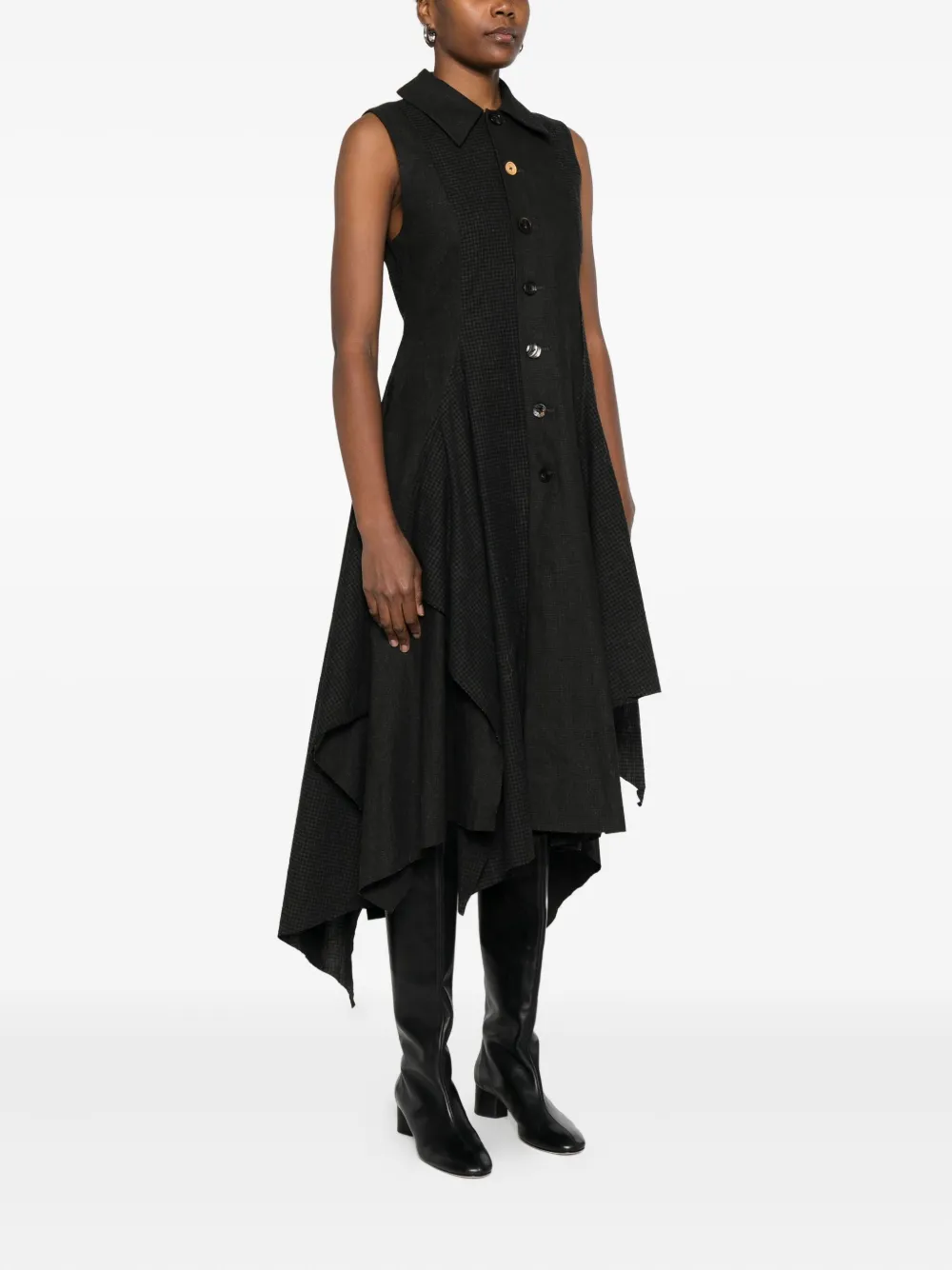 A Tentative Atelier Asymmetric Midi Dress In Black
