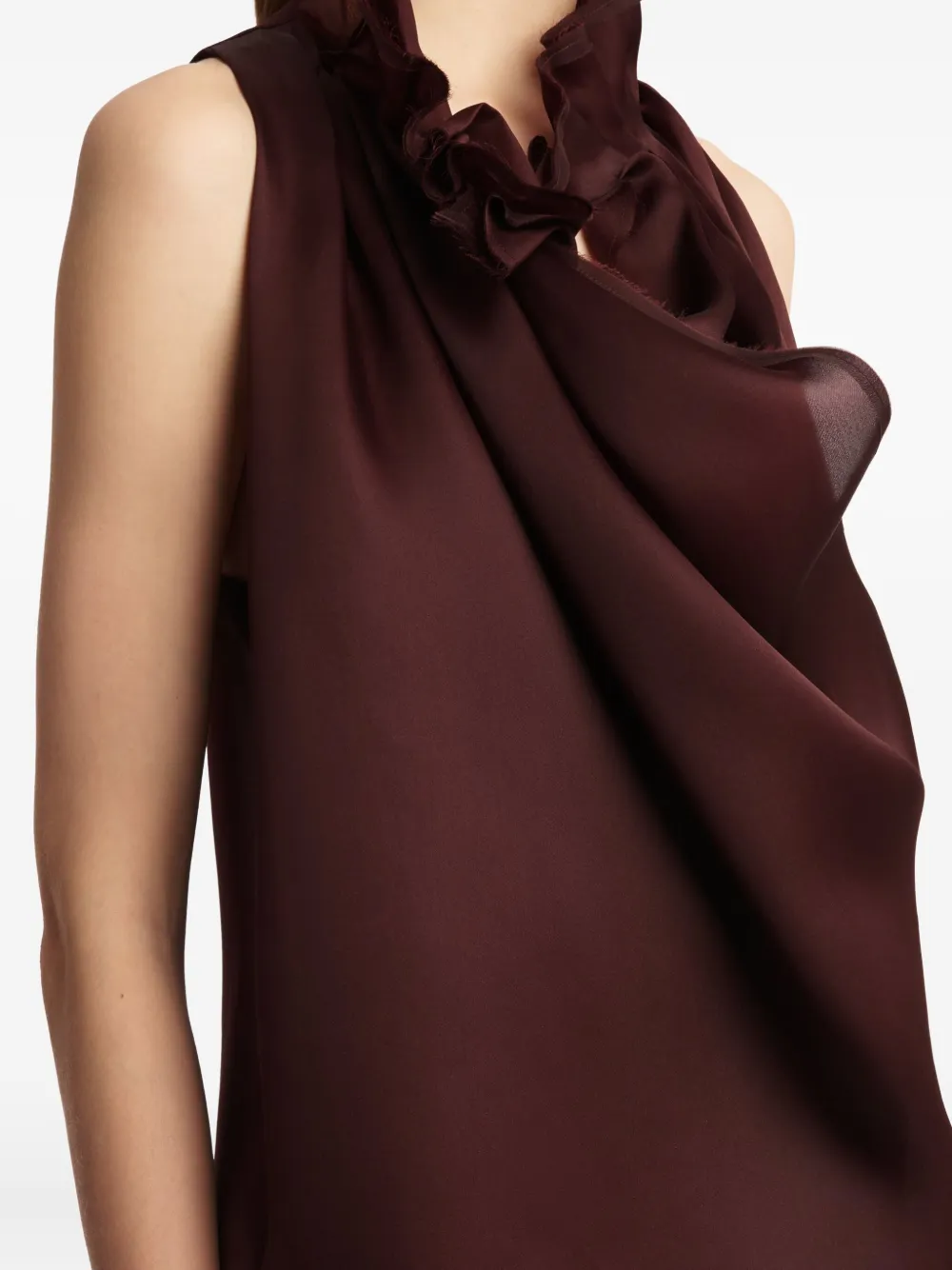 KHAITE Meegan top met ruchekraag Rood