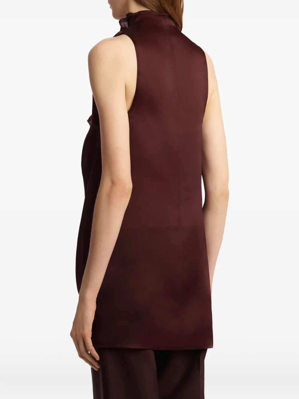 KHAITE Meegan top met ruchekraag Rood