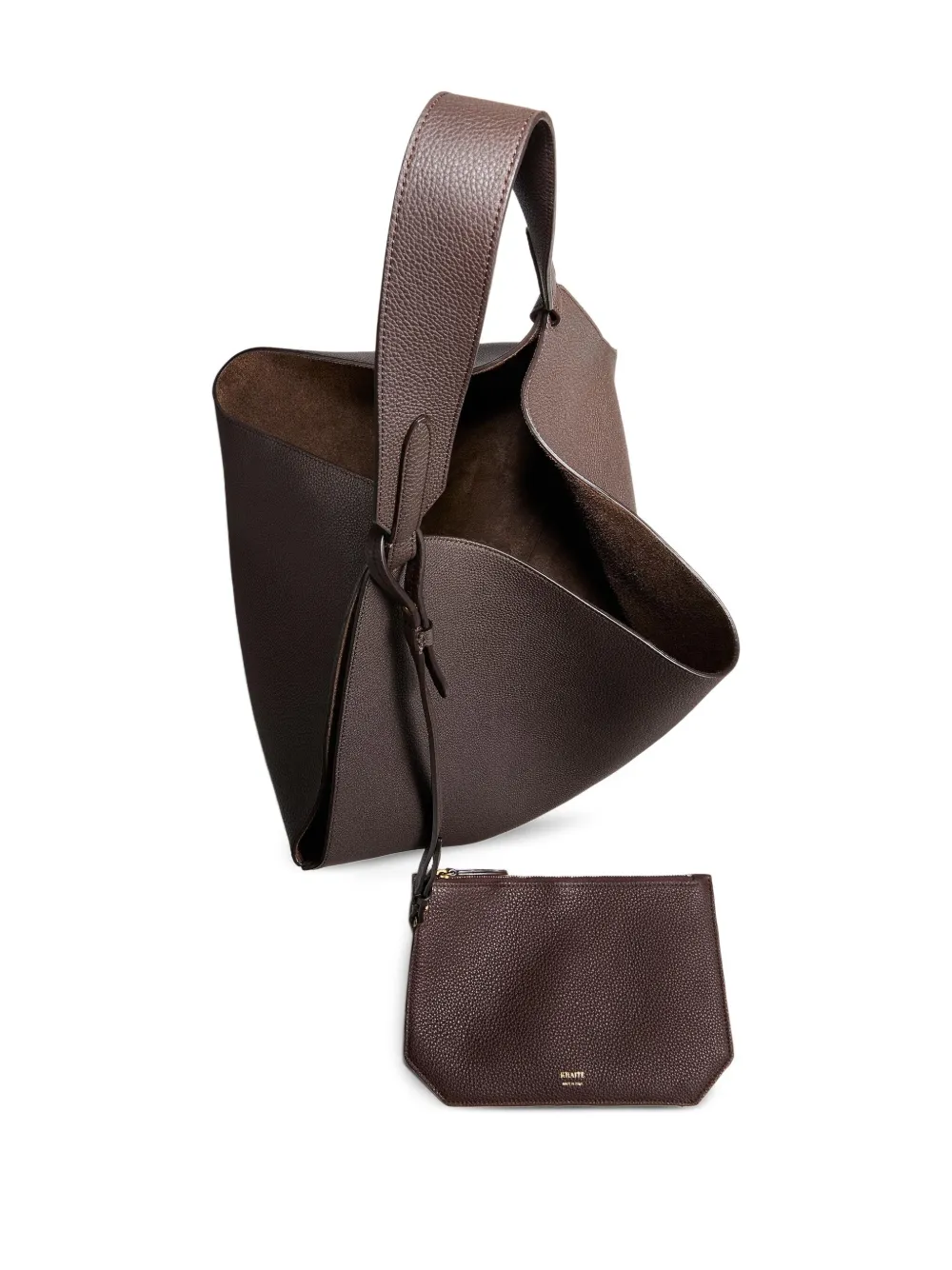 KHAITE Lotus medium leren schoudertas Bruin