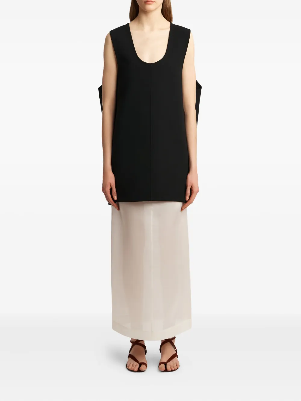 KHAITE Nyona mouwloze mini-jurk met diepe ronde hals - Zwart