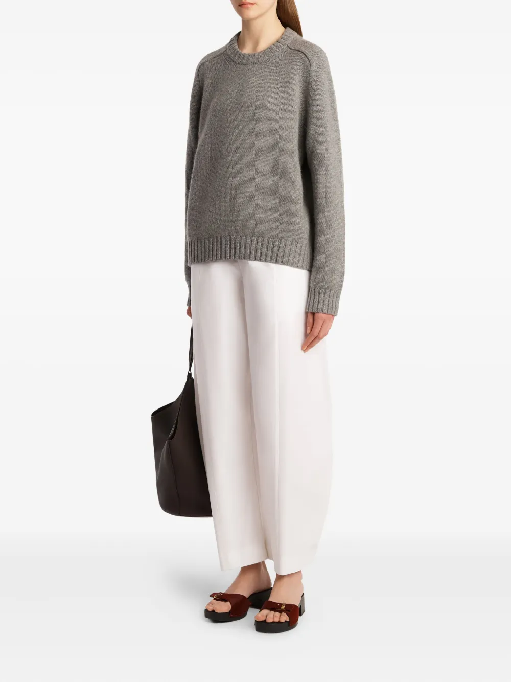 Khaite Mae Cashmere Crewneck Sweater In Gray