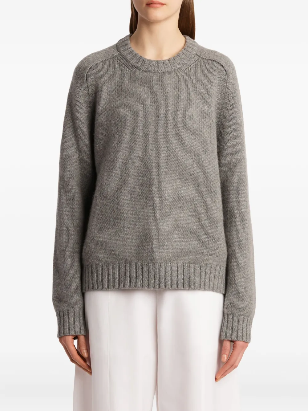 Khaite Mae Cashmere Crewneck Sweater In Gray