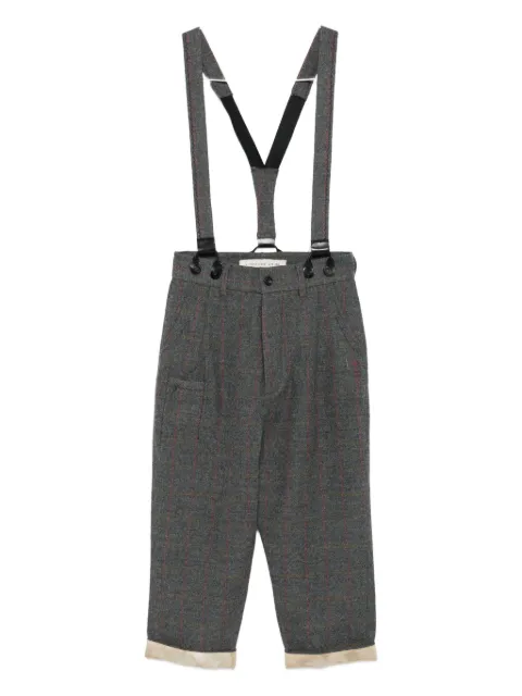 A Tentative Atelier check-pattern suspender trousers