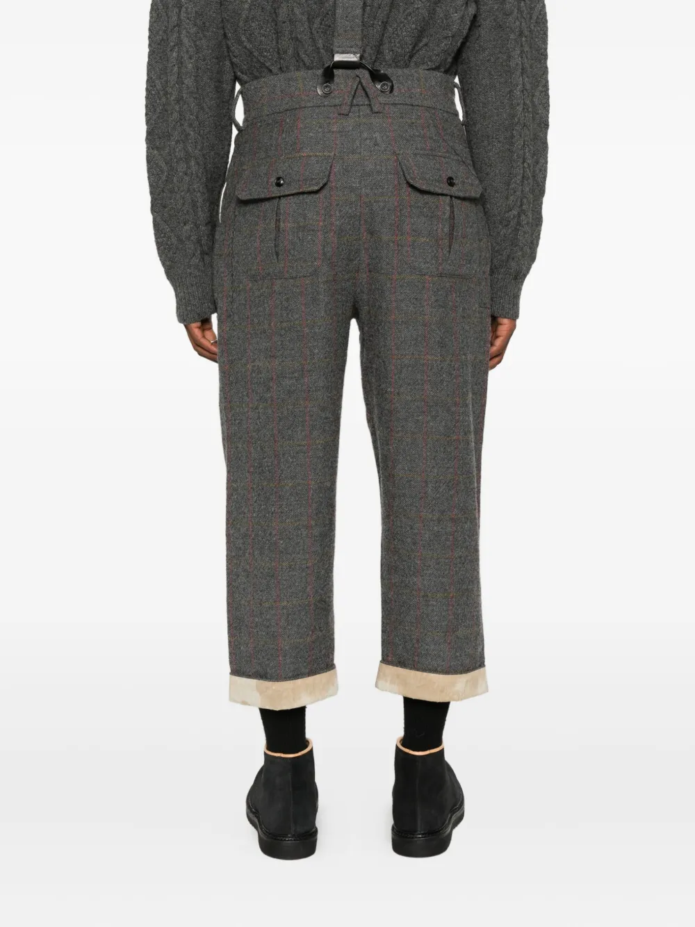 A Tentative Atelier Geruite bretels broek Grijs