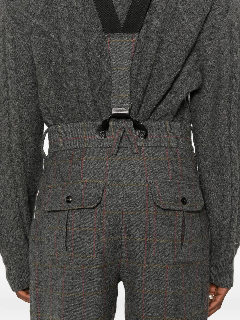 A Tentative Atelier Geruite bretels broek Grijs