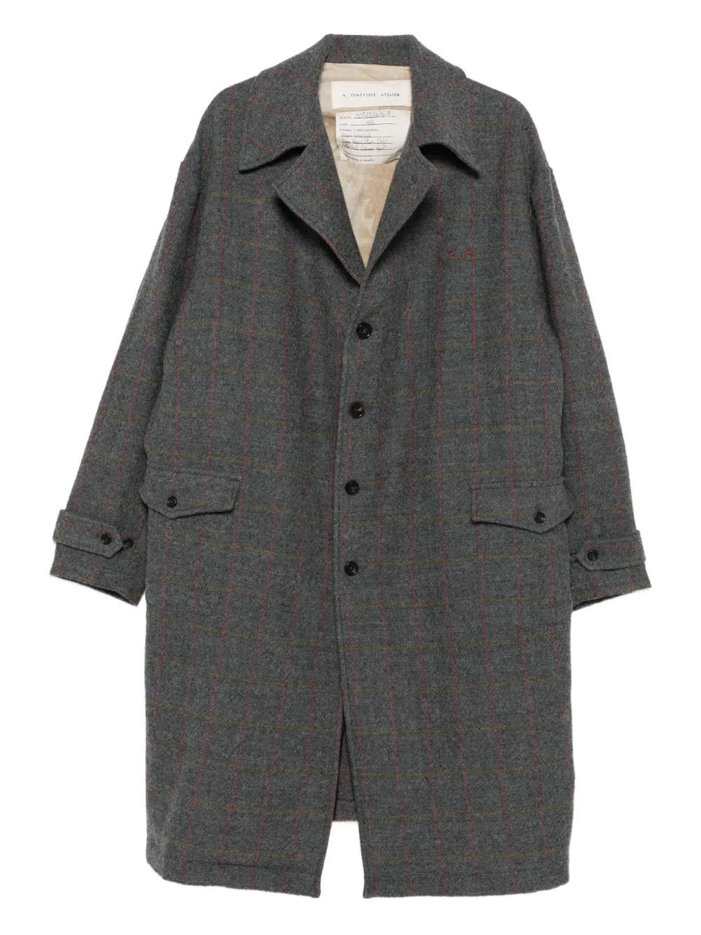 A Tentative Atelier check button-up coat | Grey | Image 1