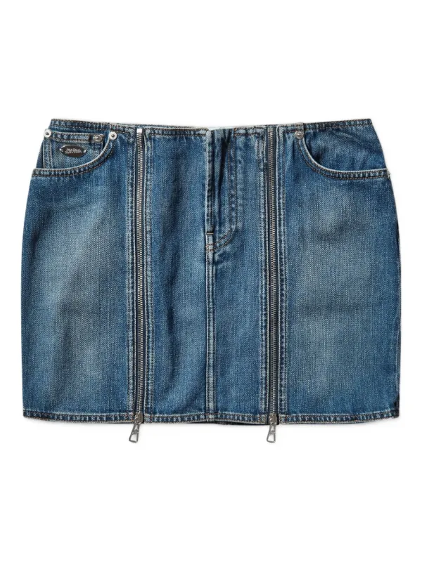 Jean Paul Gaultier Two-zip Detail Denim Mini Skirt in Blue