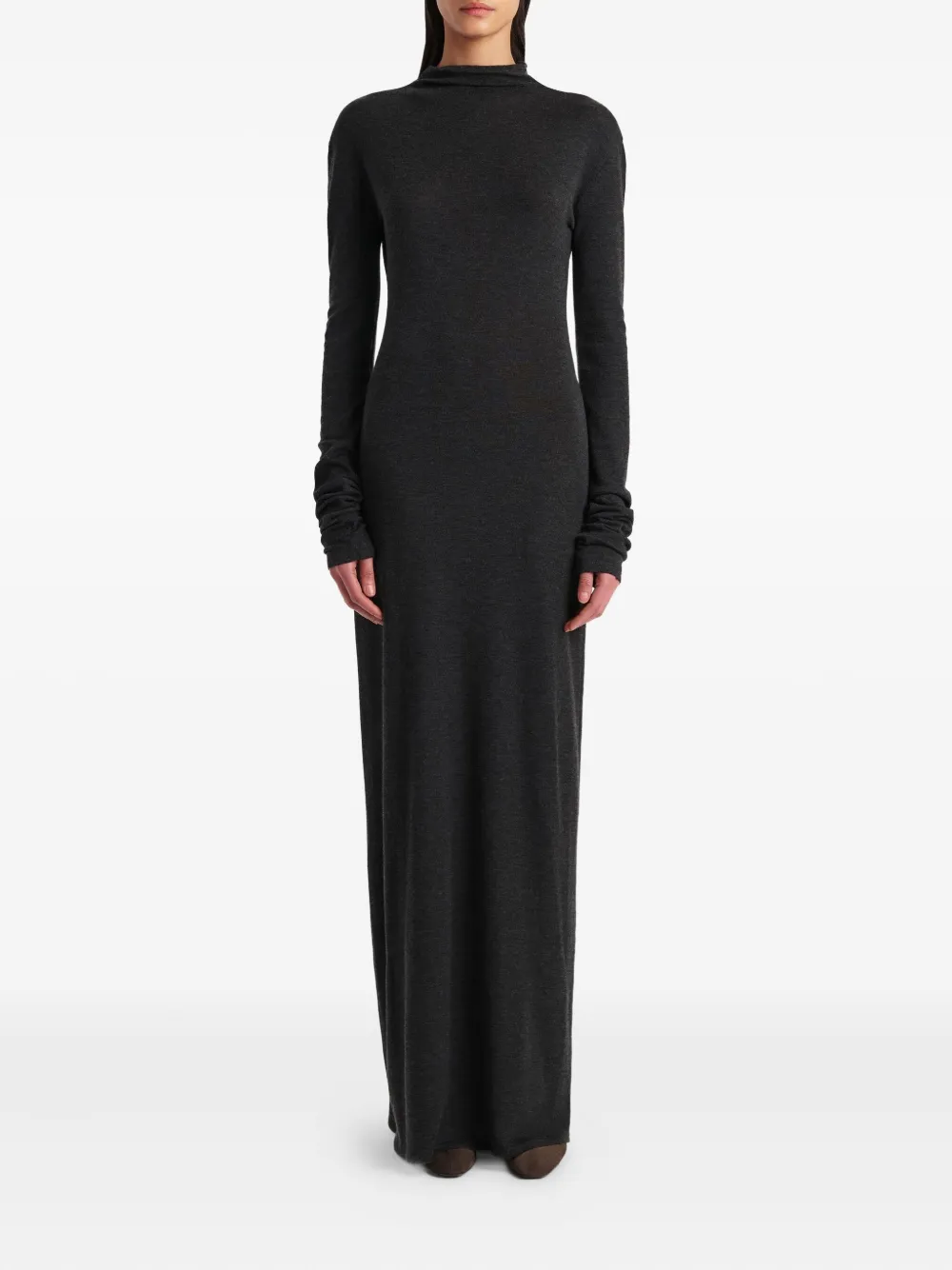 KHAITE roll-neck long-sleeve dress - Grijs