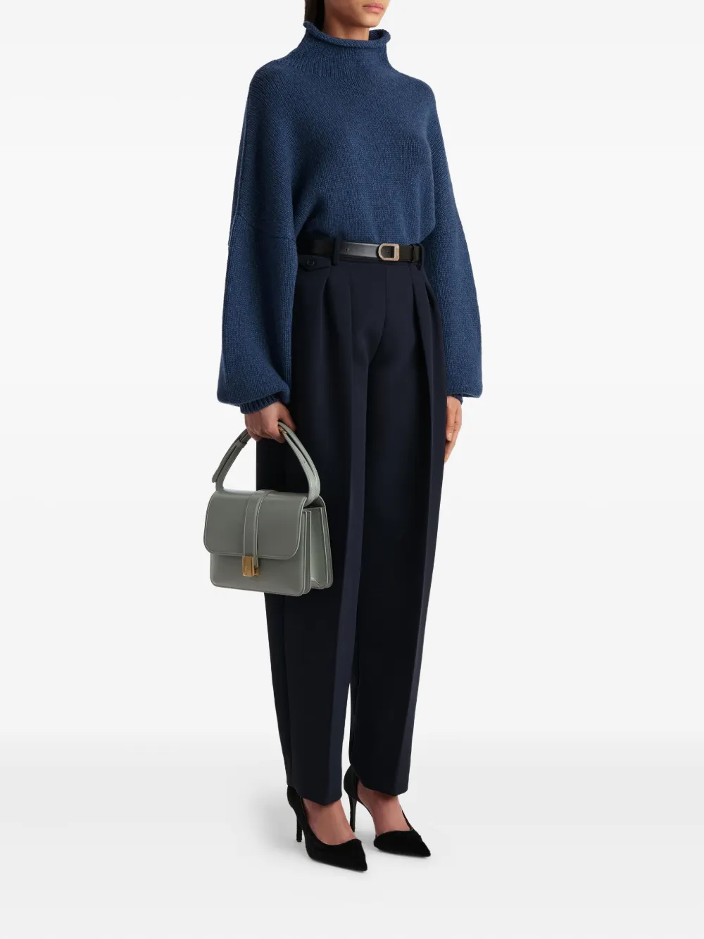 Khaite Button-detail Pleated Trousers In Blue