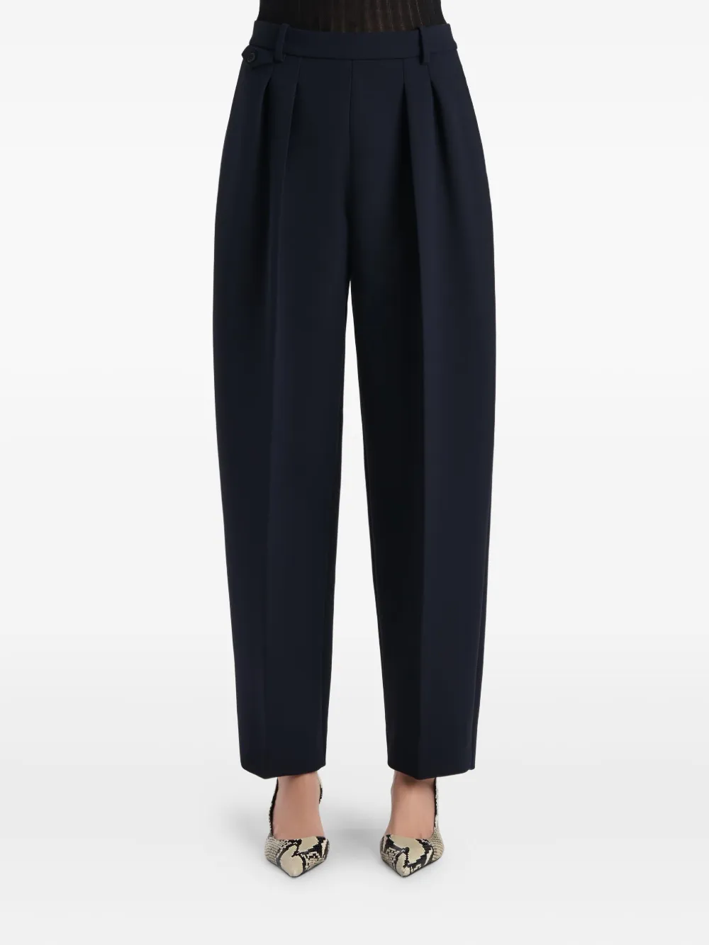 Khaite Button-detail Pleated Trousers In Blue