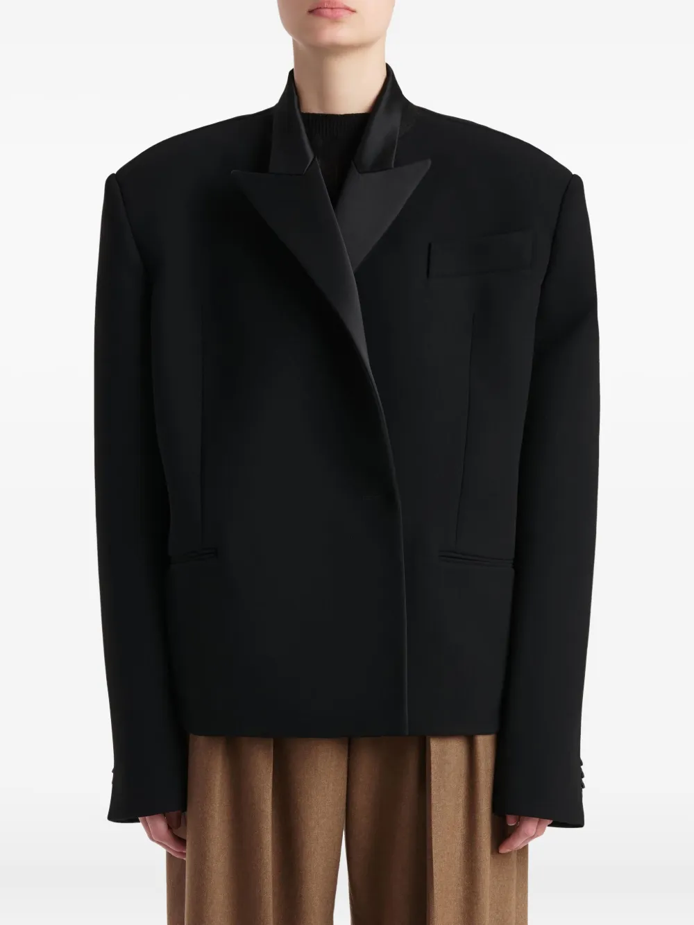 Khaite Notched Lapel Single-button Jacket In Black