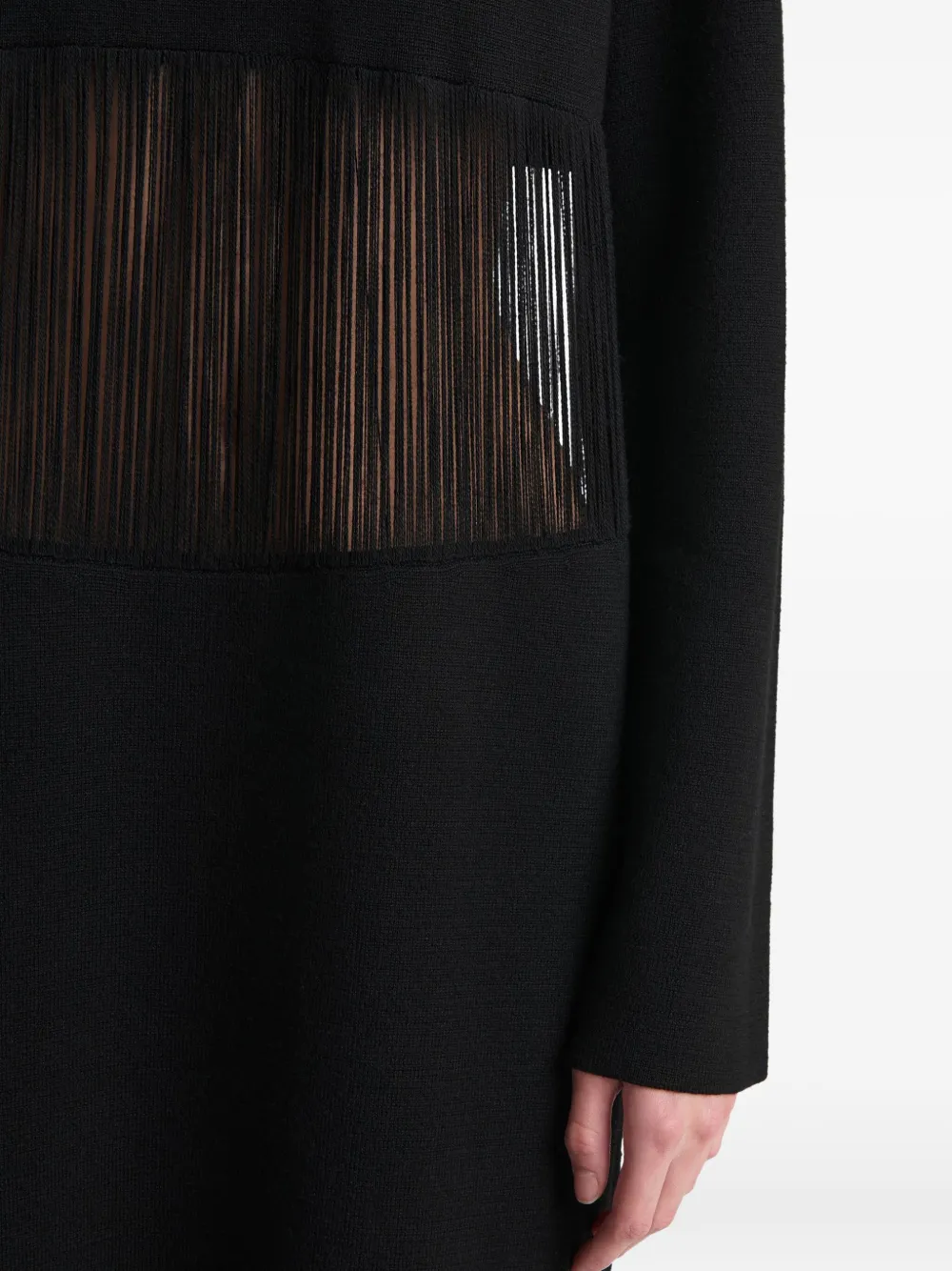 Khaite Fringed Turtleneck Midi Dress In Black