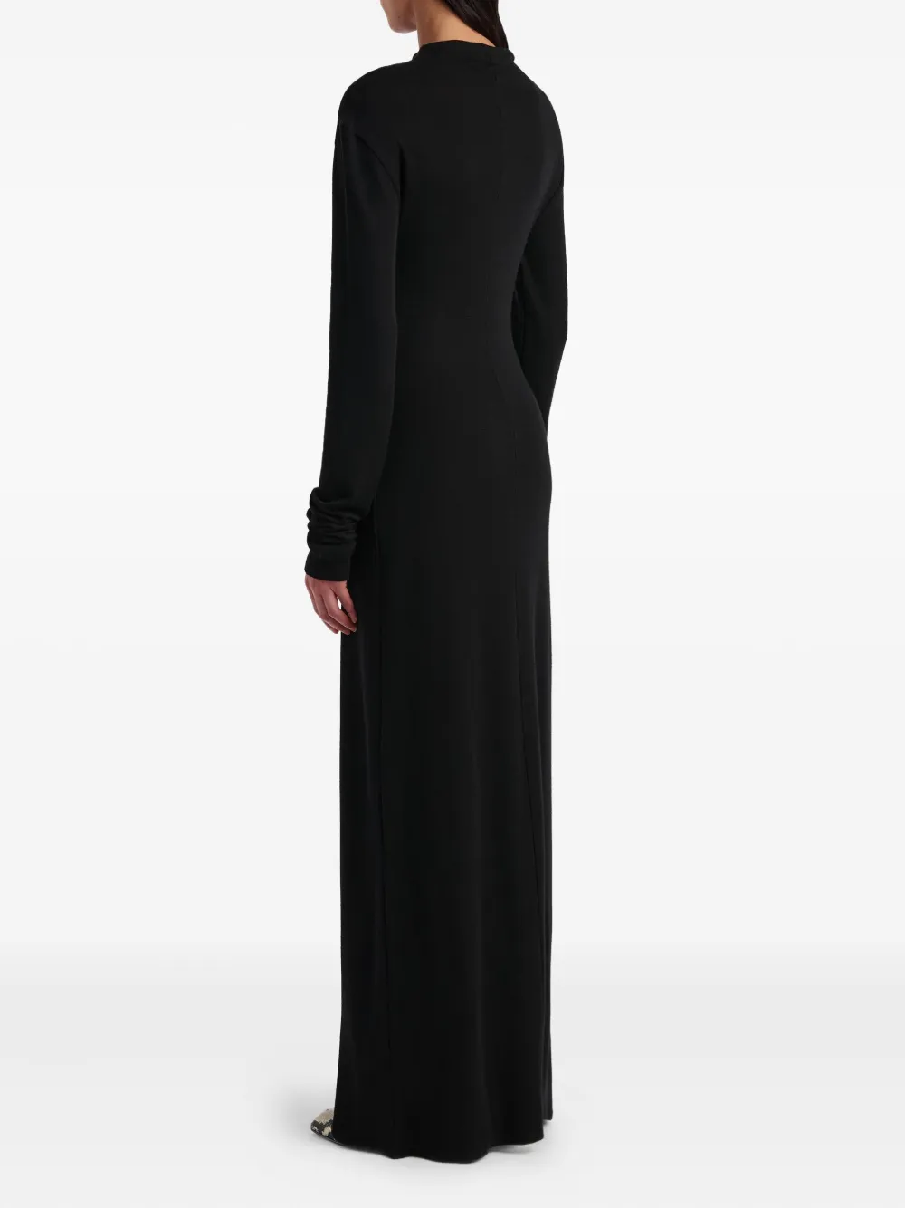 Khaite Long-sleeve Mock-neck Maxi Dress In Black