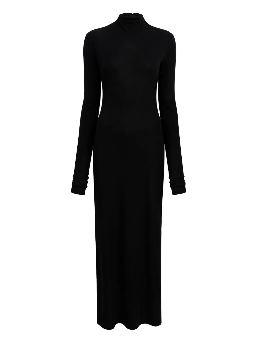 Khaite Long-sleeve Mock-neck Maxi Dress In Black