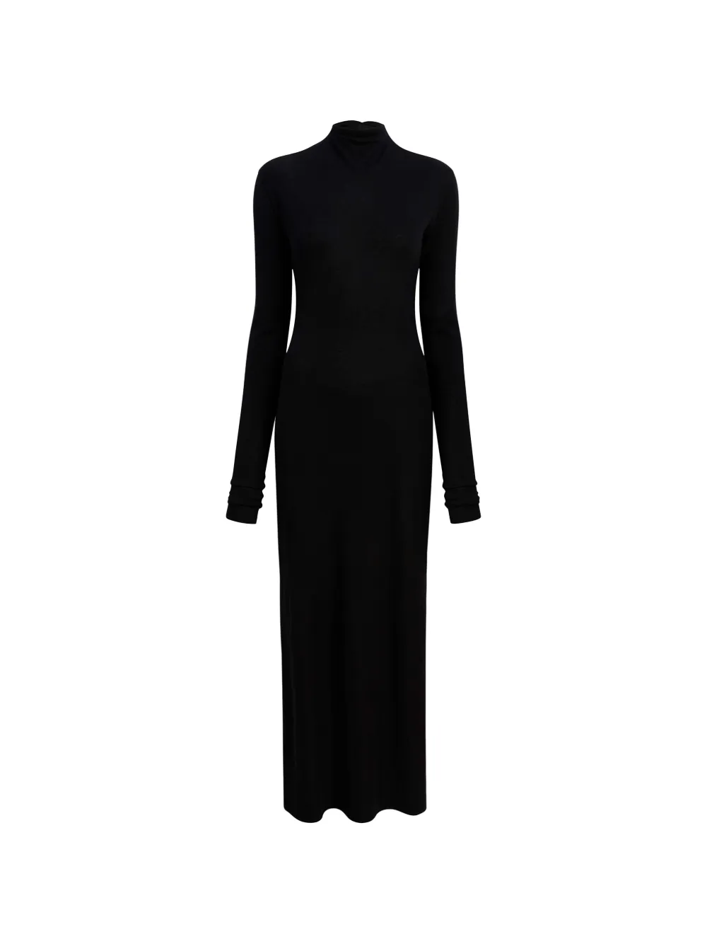 KHAITE Maxi-jurk met gedrapeerde hals en lange mouwen Zwart