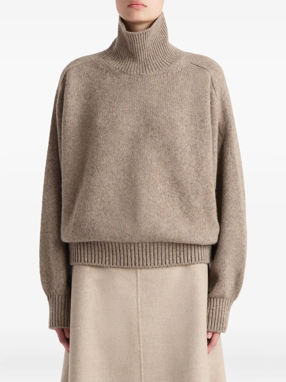 Khaite Willem Oversize Cashmere Turtleneck Sweater In Brown