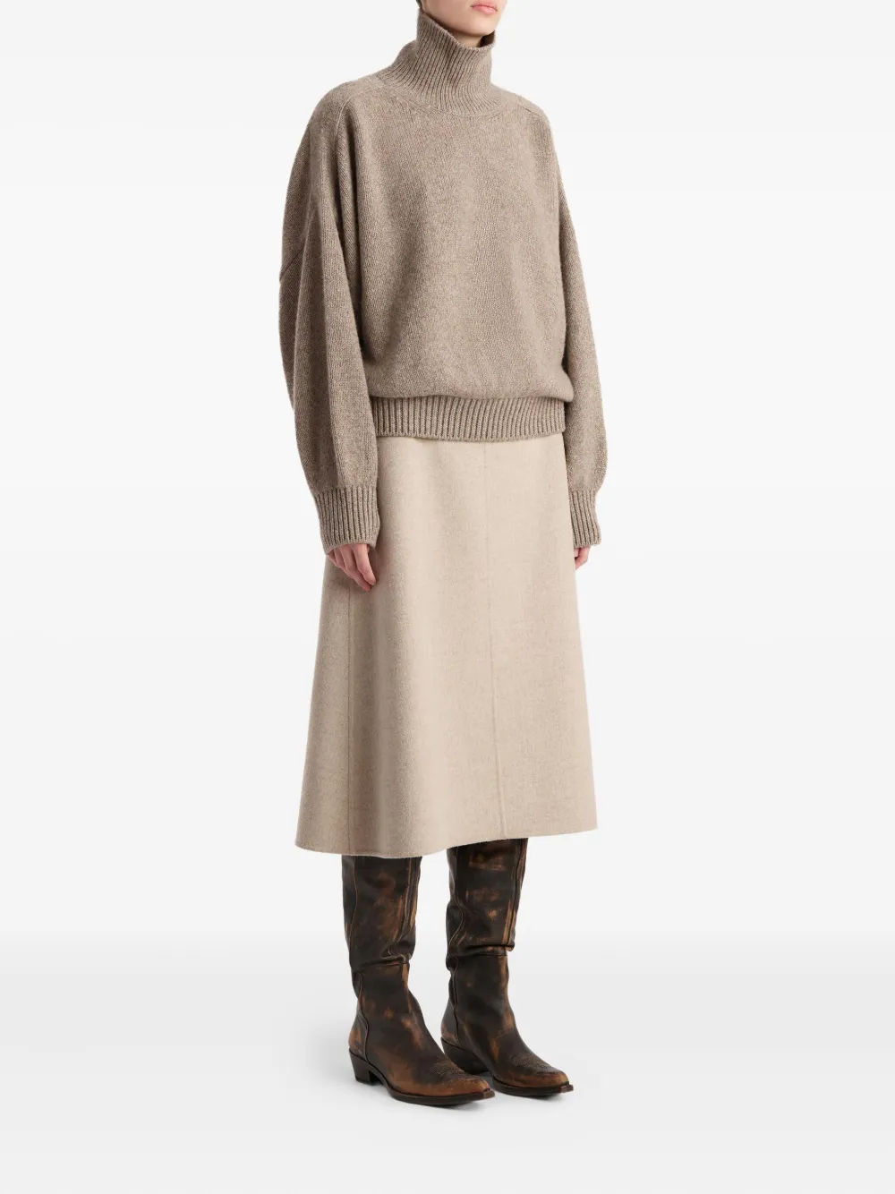 Khaite Willem Oversize Cashmere Turtleneck Sweater In Brown