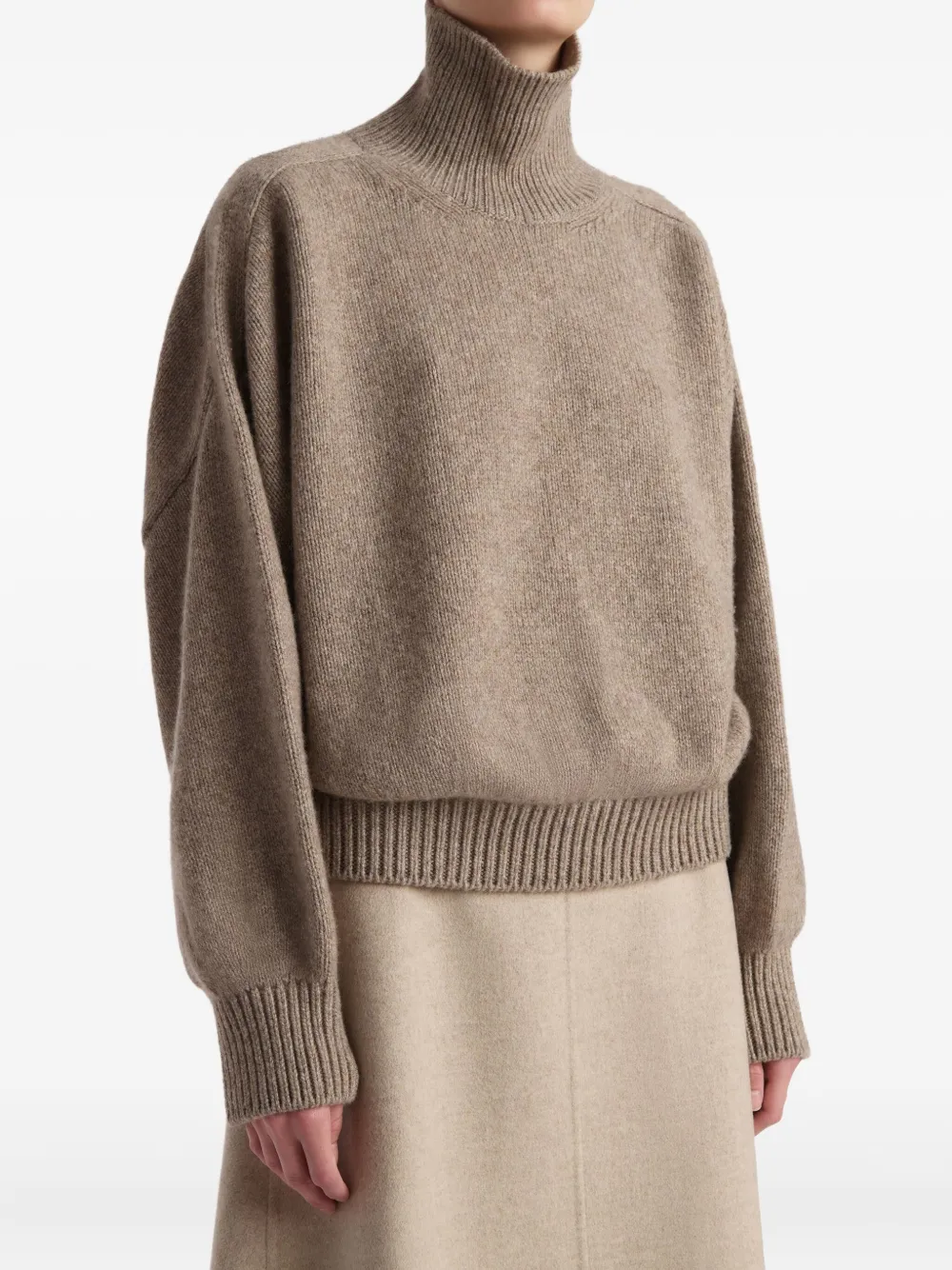 Khaite Willem Oversize Cashmere Turtleneck Sweater In Brown