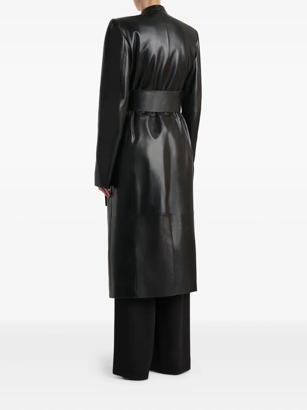 Khaite Jelson Lambskin Belted-coat In Black