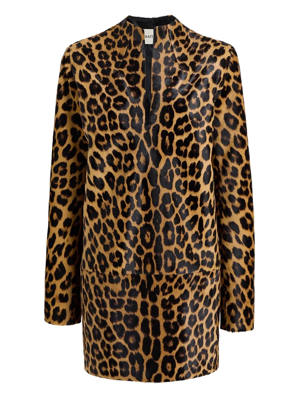 Khaite Leopard-print Mini Dress In Brown